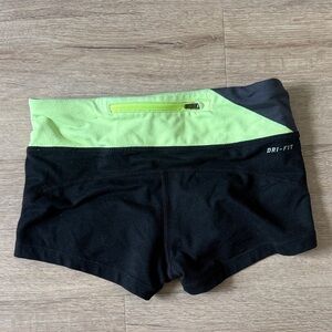 Nike Black and Neon Yellow Dri-FIT Women's Bike Shorts